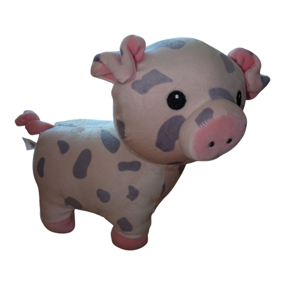 Plush Spotty Pig Stuffed Animal - Pink and Gray, NWOT